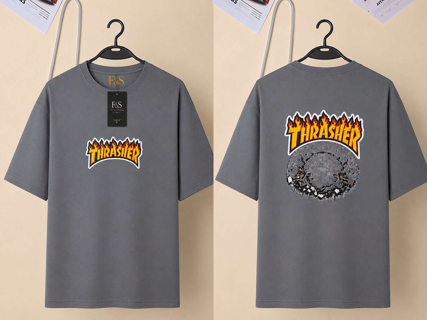 Urban flame graphic T shirt